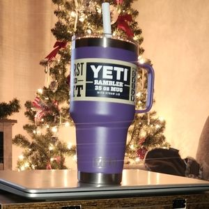 Yeti 35 oz Rambler Mug with straw lid. Brand new. Purple.